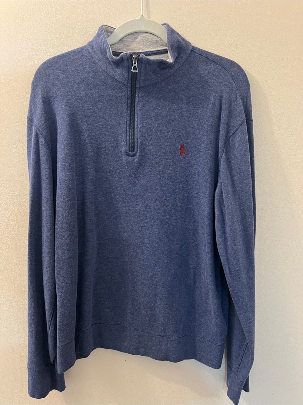 Polo by Ralph Lauren Navy Blue Quarter-Zip Sweater with Maroon Pony